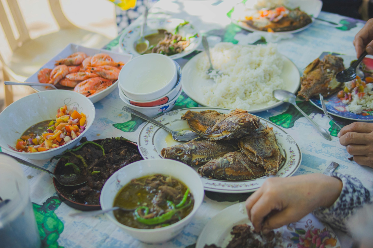 Seafood on table