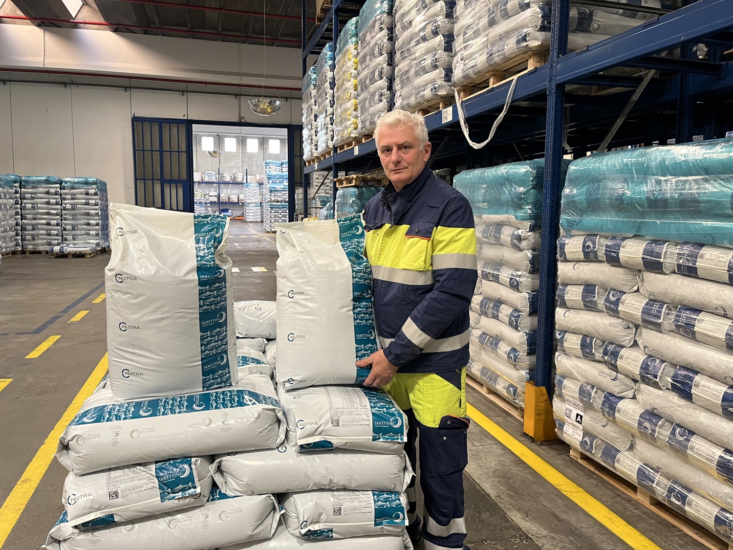 Stacked feed bags